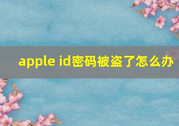 apple id密码被盗了怎么办